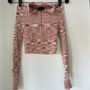 Urban Outfitters Cropped Quarter Zip Retro LS